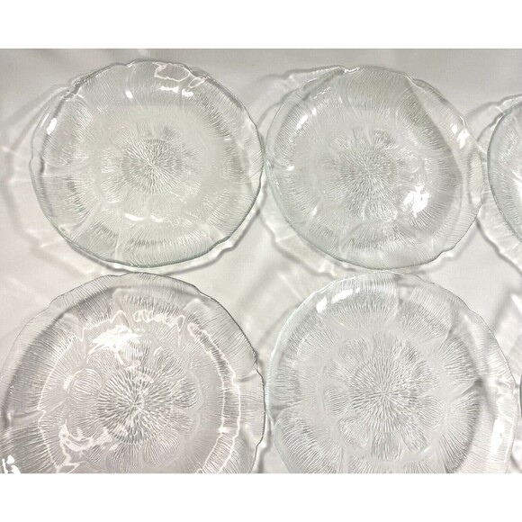 Arcoroc France Salad & Dessert Plate Sunflower Design Clear Glass Set of 12 - Picture 10 of 16